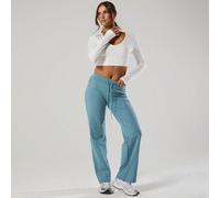 Shein Pantalones rectos de cintura baja con cordón y diamantes para mujer, para pádel, tenis, pickleball, gimnasio y fitness en otoño e invierno