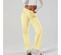Shein Pantalones rectos de cintura baja con cordón y diamantes para mujer, para pádel, tenis, pickleball, gimnasio y fitness en otoño e invierno
