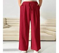 Shein Pantalones rojos tejidos holgados de talla grande para mujer