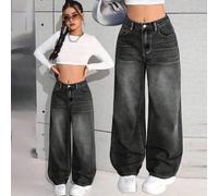 Shein Pantalones vaqueros azules sueltos y básicos de estilo casual para adolescentes, conjunto de ropa genial/conjunto de ropa de Acción de Gracias para ni