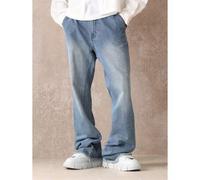 Shein Pantalones vaqueros de estilo relajado con ajuste acampanado y bajo deshilachado, moda de festival, estilo callejero, pantalones de fondo ancho para o