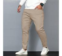 Shein Pantalones vaqueros informales de talla grande para hombres, color liso, con silueta entallada, estilo vintage de corte fino, lavados, pantalones carg