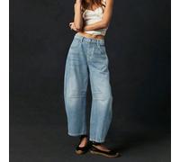 Shein Pantalones vaqueros informales tipo zanahoria con diseño holgado y suelto, de corte capri, azules, para primavera y verano, para mujeres