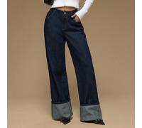 Shein Pantalones vaqueros sueltos de pierna ancha/azul marino/desgastados/vintage para mujer para Año Nuevo/Navidad/estilo Y2K/tiro bajo/pierna recta/suelto