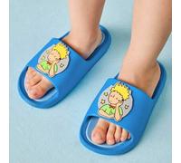 Shein Pantuflas azules con diseño de luna y estrellas, estilo lindo y de dibujos animados, adecuadas para niños y niñas pequeños, de material EVA ligero y d