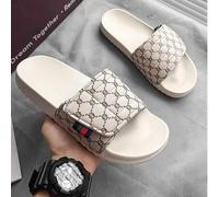Shein Pantuflas casuales de hombre con patrón vintage, pantuflas versátiles y universales de moda, pantuflas clásicas de talla grande para ir al trabajo