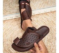 Shein Pantuflas cómodas y planas de estilo árabe para hombres, sandalias de hombre de estilo de Oriente Medio, sandalias deslizantes negras