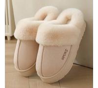 Shein Pantuflas de invierno con forro de piel grueso y suela antideslizante cálida y gruesa para hombres y mujeres, para usar dentro y fuera de la casa