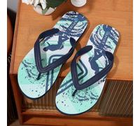 Shein Pantuflas de moda para hombre con estampado de árbol de coco y letras, informales para fiesta en la playa, hogar y exterior, verano
