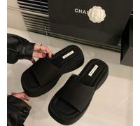 Shein Pantuflas de suela gruesa para mujer, del verano 2024, nuevas pantuflas con diamantes de celebridad de internet, pantuflas frescas para playa para muj