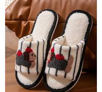 Shein Pantuflas ligeras y transpirables con diseño bordado de perrito a rayas de talla grande, pantuflas de moda casual, pantuflas de estudiante, regalo del