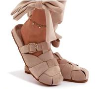 Shein Pantuflas tipo mula elegantes y cómodas para mujer Ganelle, hechas de ante sintético suave, con correas de moda con hebilla dorada decorativa y planti