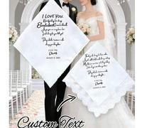 Shein Pañuelo de novia personalizado para boda con impresión de letra personalizada, regalo perfecto para que la novia se seque las lágrimas de alegría el d
