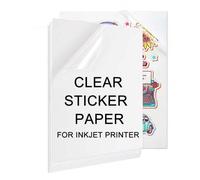 Shein Papel adhesivo imprimible de vinilo tamaño A4 de 20/40 hojas para impresora de inyección de tinta 100% transparente y claro, no impermeable, hojas aut