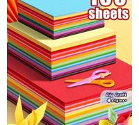 Shein Papel de origami cuadrado de primera calidad, especialmente diseñado para el plegado de mil grullas, con vibrantes tonos multicolores sobre cartulina