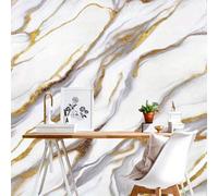 Shein Papel tapiz autoadhesivo de diseño de mármol blanco - Adecuado para estufa, encimera, azulejos y gabinetes - Material de vinilo, removible, impermeabl