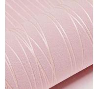 Shein Papel tapiz con rayas rosas, papel tapiz moderno 3D con textura de brillo metálico plateado, adecuado para dormitorio, adulto, adolescente, sala de es