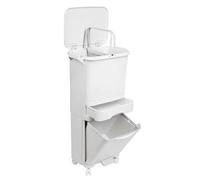 Shein Papelera de reciclaje de clasificación selectiva con pedal, ruedas y asa de triple compartimento de 42L (24L + 4L + 14L).