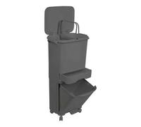 Shein Papelera de reciclaje de clasificación selectiva con pedal, ruedas y asa de triple compartimento Color Negro antracita de 42L (24L + 4L + 14L)