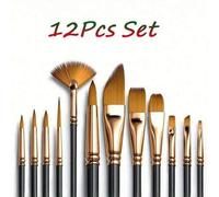 Shein paquete de 12 pinceles de pintura profesionales para óleo, acuarela, artista, ideales para óleo, acrílico, lienzo, gouache