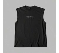 Shein paquete de 2 camisetas de tirantes para hombre de verano en negro y blanco con eslogan "Never Give Up" & "I Don't Care", camiseta de músculo casual de