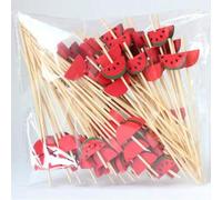 Shein Paquete de 200/100/50/30/10 brochetas de bambú con forma de sandía, ideales para aperitivos, frutas, postres, hamburguesas, fruterías, artículos para