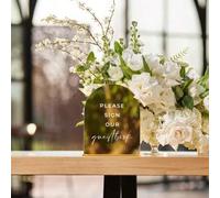 Shein Paquete de 3 carteles de boda - Cartel acrílico de espejo dorado - Cartel de libro de visitas - Cartel 'In Loving Memory' - Cartel de tarjetas y regal