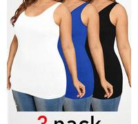 Shein paquete de 3 tops largos de tirantes básicos, de estilo minimalista, cómodos y elásticos, para uso diario y salidas, en varios colores, para mujer tal