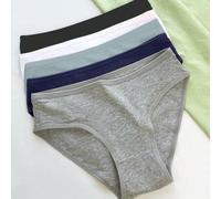 Shein Paquete de 5 bragas de algodón de unicolor y tiro bajo para mujeres, con alta elasticidad, transpirables, suaves con la piel, ajustadas y de diseño mi