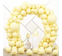 Shein Paquete de 50/96 globos amarillos Maka de diferentes tamaños 18/12/10/5 pulgadas, kit de arco y guirnalda de globos amarillos Maka, adecuado para boda
