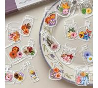 Shein Paquete de 50 pegatinas de flores secas, decorativas para cuaderno, agenda, diario, equipaje, gabinete, refrigerador, marco de fotos, sobre, tarjeta d