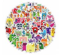Shein Paquete de 52 pegatinas de Numberblocks, estilo de dibujos animados retro romántico y estético. Pegatinas de dibujos animados lindas y divertidas, p