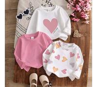 Shein paquete de 6 camisetas de manga larga unisex para bebé/niño pequeño, con estampado de "I Love Mom" y corazón, cuello redondo casual y cómodo, de 6 mes