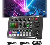 Shein Paquete de equipos en vivo para podcast F998, tarjeta de sonido en vivo profesional con micrófono BM800, set de mezclador, paquete de estudio de graba
