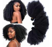 Shein Paquetes de cabello humano rizado afro estilo mongolio en rizo rizado afro, paquetes de cabello humano rizado en 3 paquetes para mujeres, paquetes de