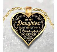 Shein Para mi hija: Nunca olvides que te amo Collar con colgante en forma de corazón, regalo de Navidad/cumpleaños