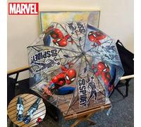 Shein Paraguas de Spiderman de Marvel, de estilo de dibujos animados, transparente, plegable, de gran tamaño y apertura automática, con estampado en calient