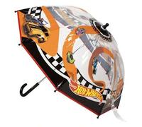 Shein Paraguas Manual Poe Burbuja Hot Wheels -Paraguas Infantil con Diseño de Cúpula Transparente y Autos de Carreras, Apertura Segura y Varillas Reforzadas