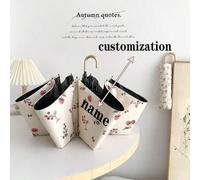 Shein Paraguas plegable compacto personalizado con estampado por transferencia de calor de nombre/logotro personalizado, parasol de verano resistente al vie