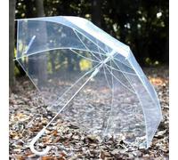Shein Paraguas transparente de apertura automática, paraguas de hongo transparente, paraguas blanco adecuado para lluvia y sol, resistente y a prueba de vie