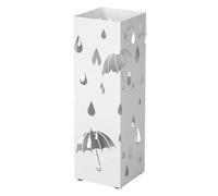 Shein Paragüero de Metal, Soporte de Paraguas, con Bandeja de Goteo y 4 Ganchos, 15,5 x 15,5 x 49 cm, Blanco