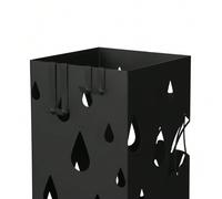Shein Paragüero de Metal, Soporte de Paraguas, con Bandeja de Goteo y 4 Ganchos, 15,5 x 15,5 x 49 cm, Ne*gro