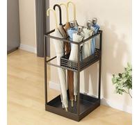 Shein Paragüero, paragüero, paragüero cuadrado, gran capacidad, 25 x 25 x 52 cm, negro, adecuado para entradas, vestíbulos y pasillos.