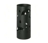 Shein Paragüero, Redondo, Metal, con 4 Ganchos, Bandeja de Recogida de Agua Extraíble, 17 x 41 cm (Diámetro x Alto), para Entrada, Pasillo, Negro