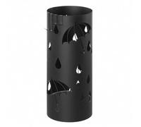 Shein Paragüero, Redondo, Metal, con 4 Ganchos, Bandeja de Recogida de Agua Extraíble, 17 x 41 cm (Diámetro x Alto), para Entrada, Pasillo, Negro