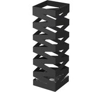 Shein Paragüero, Soporte Cuadrado de Paraguas, con 4 Ganchos y una Bandeja de Goteo Extraíble, 15,5 x 15,5 x 49 cm, Negro