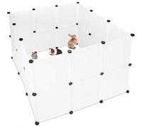 Shein Parque de animales domésticos expansible de Relaxdays para conejos, cobayas y perros, de metal y plástico, color blanco, 92 x 110 x 110 cm