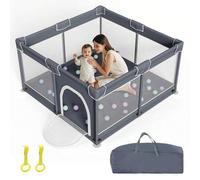 Shein Parque infantil bebés mide 120 x 120 cm y 65 cm de alto. Es desmontable y lavable, e incluye una bolsa de transporte para un transporte rápido y senci