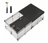 Shein Parque para Mascotas, Recinto para Animales Pequeños, Panel Semitransparente, Tela Transpirable, Alfombra Impermeable, Conejo, Erizo, Cobaya, Hurón, 1