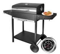 Shein Parrilla de carbón con tapa, parrilla de carbón XXL con ruedas, termómetro y dos estantes, gran parrilla de carbón para camping y jardín